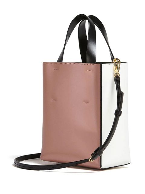 Marni two-tone leather tote bag - White