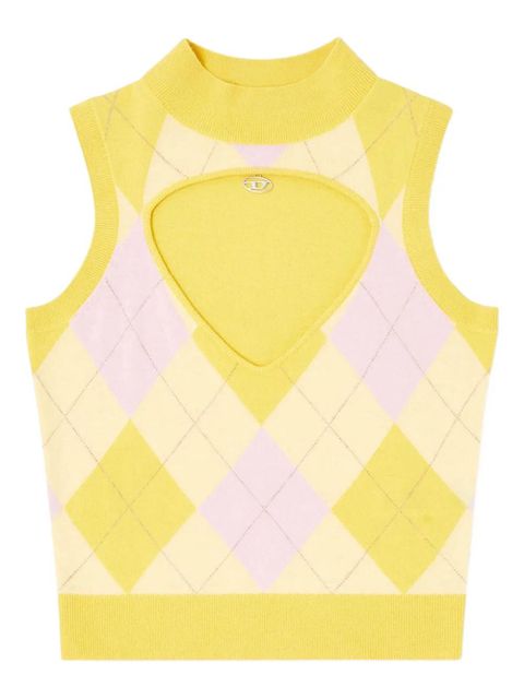 Diesel M-Romko-Sl cutout-neckline wool vest - Yellow - zdjęcie produktu nr 1