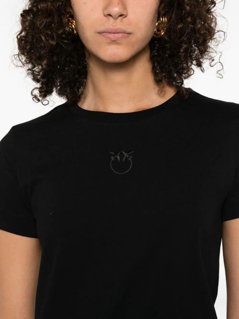PINKO logo-embroidered cotton T-shirt - Black