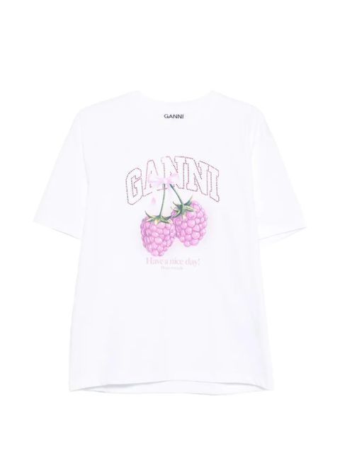 GANNI raspberry graphic T-shirt - White - zdjęcie produktu nr 1