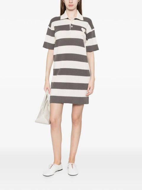AMI Paris striped heart appliqué dress - Grey - zdjęcie produktu nr 2