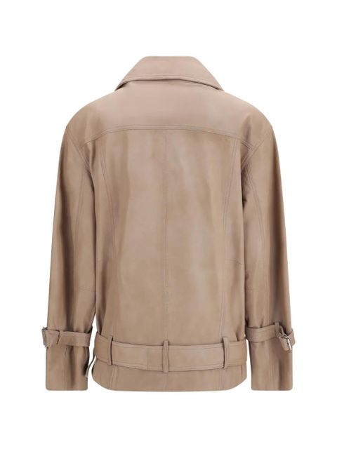 PINKO Candy belted leather jacket - Neutrals - zdjęcie produktu nr 2