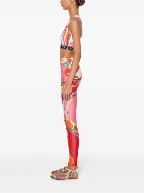 PUCCI orchidee-print leggings - Red