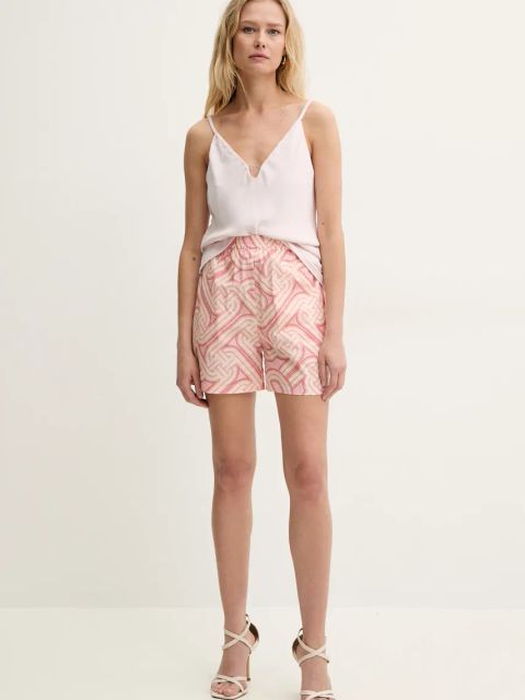 Silvian Heach szorty bawełniane PUJENI damskie kolor różowy wzorzyste high waist GPP25365SH