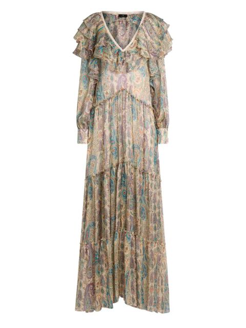 ETRO ruffled-detail paisley-print silk maxi dress - Neutrals - zdjęcie produktu nr 2