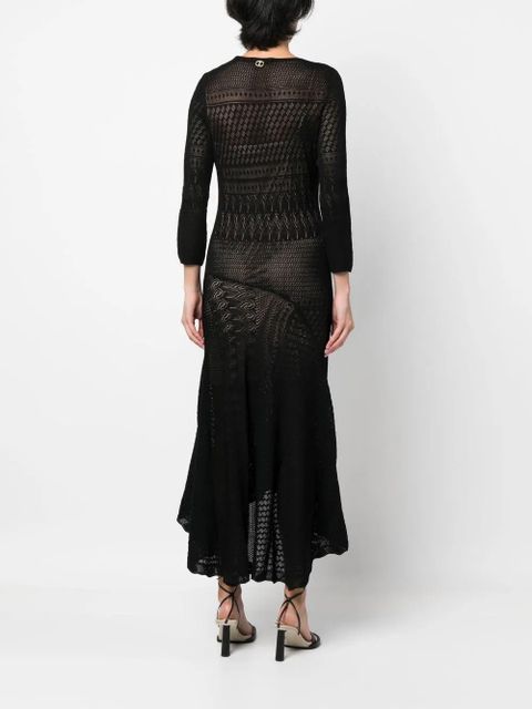 TWINSET open-knit midi dress - Black