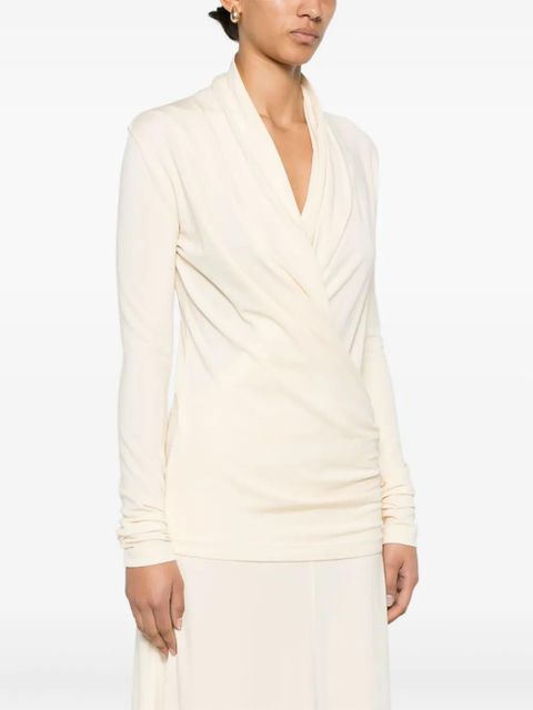 TOTEME overlapped jersey top - Neutrals