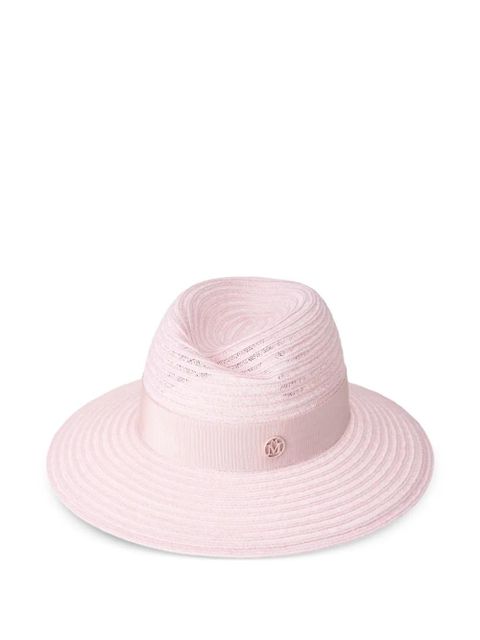 Maison Michel logo-plaque straw hat - Pink - zdjęcie produktu nr 1