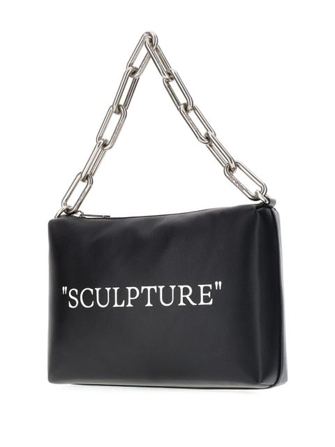 Off-White logo-print leather tote bag - Black