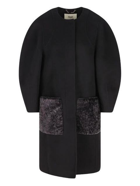 FENDI puff-sleeve velvet-pocket coat - Black - zdjęcie produktu nr 1