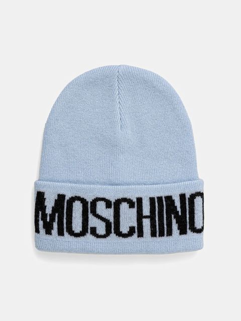 Moschino czapka z domieszką wełny kolor niebieski z grubej dzianiny M5672 60102 - zdjęcie produktu nr 1