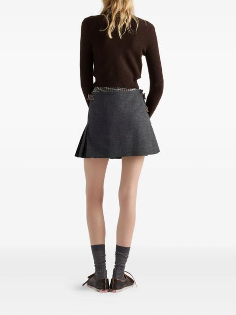 Prada pleated wool mini skirt - Grey