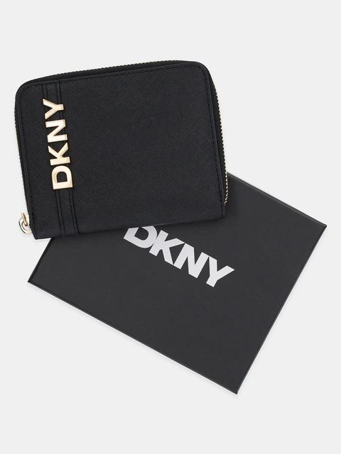 Dkny portfel skórzany damski kolor czarny R521KM25