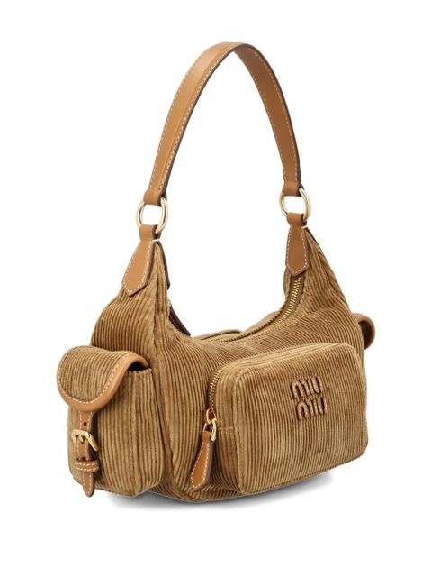 Miu Miu Pocket corduroy shoulder bag - Brown