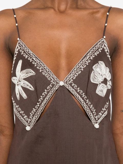 ALEMAIS Leandra floral-embroidered top - Brown