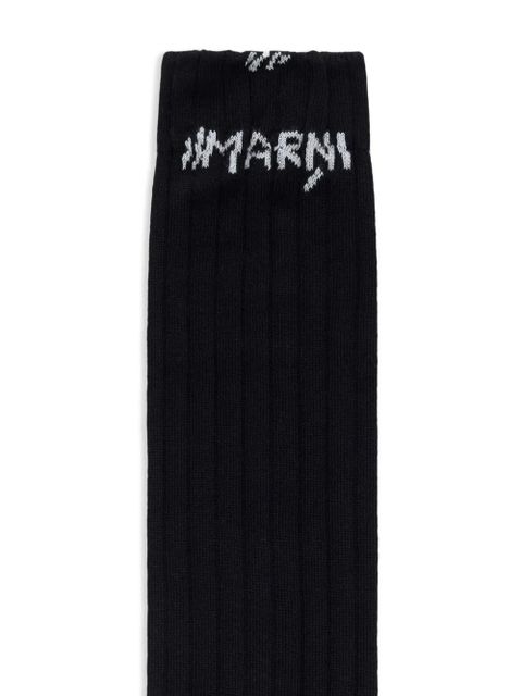 Marni logo-embroidered cotton-blend socks - Black
