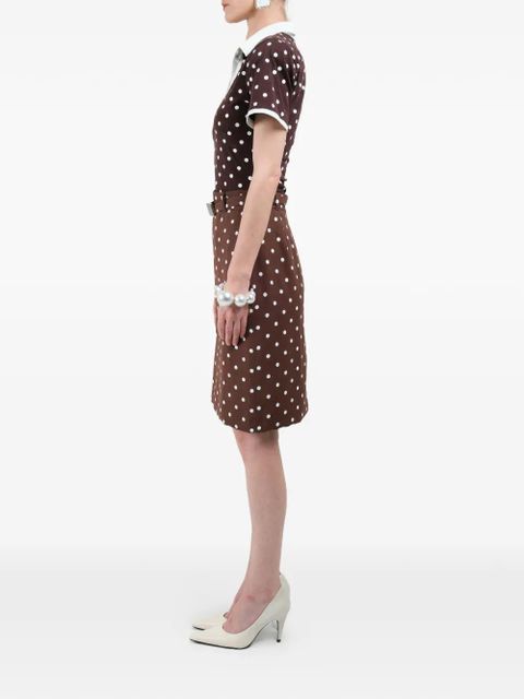 Rowen Rose polka-dots belted midi skirt - Brown