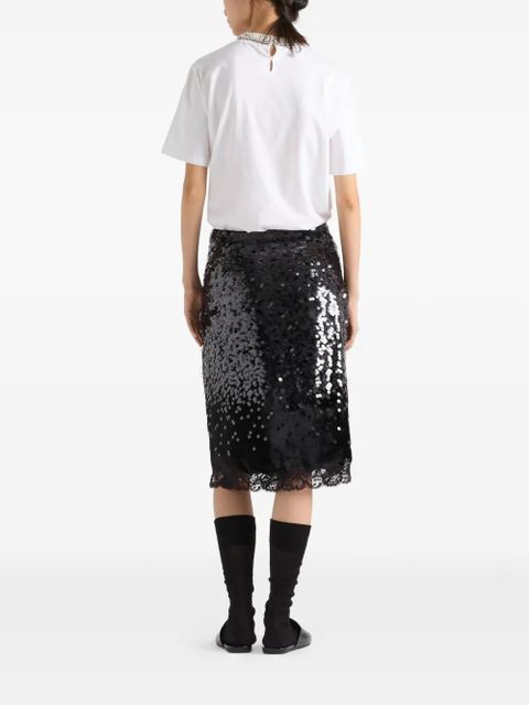 Prada sequin-embellished straight skirt - Black
