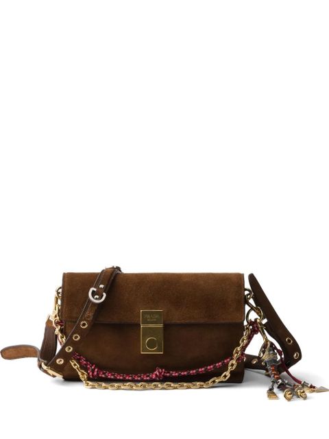 Prada Soft Sound small suede shoulder bag - Brown - zdjęcie produktu nr 1