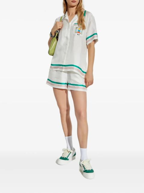 Casablanca silk striped shorts - White