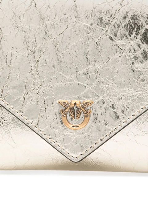 PINKO metallic-effect flap chain mini bag - Gold