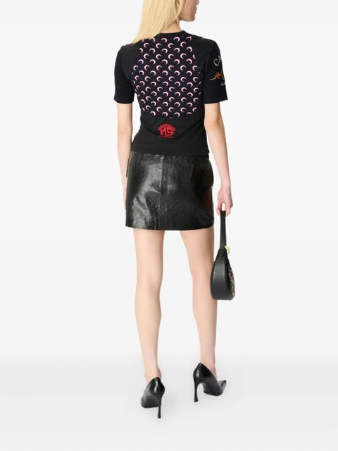Marine Serre Glossy Moon leather skirt - Black