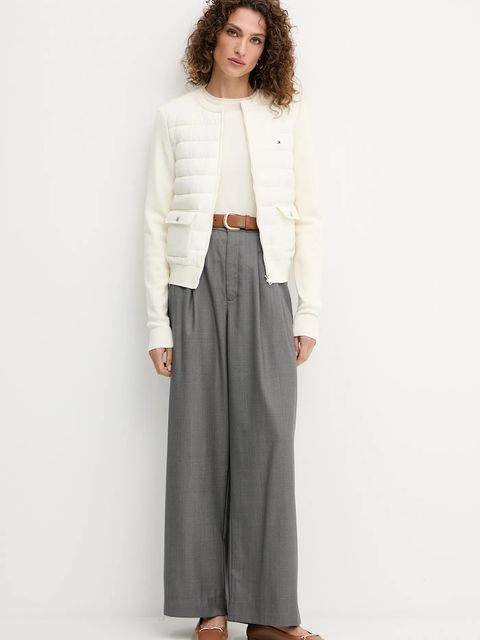 Tommy Hilfiger kurtka z domieszką wełny kolor beżowy przejściowa WW0WW46741 - zdjęcie produktu nr 2