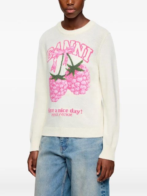 GANNI raspberry-detail sweater - Neutrals