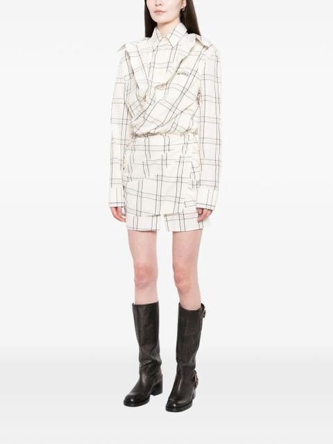 The Attico plaid mini dress - Neutrals