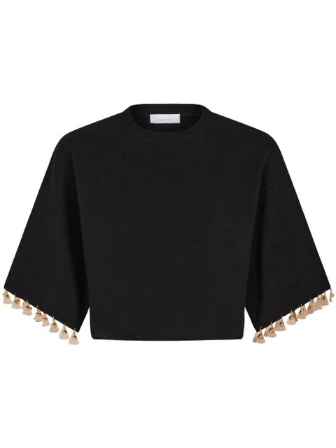 Rabanne knitted cropped T-shirt - Black - zdjęcie produktu nr 1