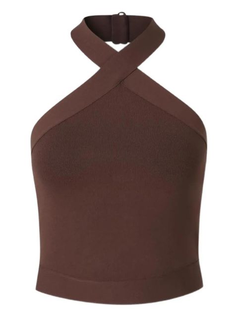 Cult Gaia cross-neck ribbed top - Brown - zdjęcie produktu nr 1