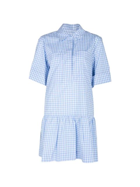 Simkhai Crissy gingham-check ruffled mini dress - Blue - zdjęcie produktu nr 1