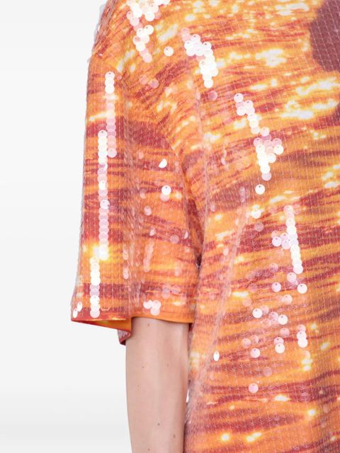 Rabanne sequin-embellished T-shirt - Orange