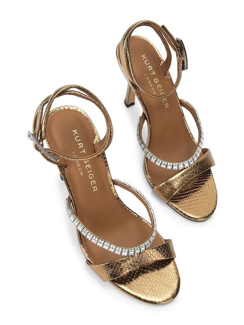 Kurt Geiger London sandały na wysokim obcasie skórzane Crystal Strap Sandal - zdjęcie produktu nr 1