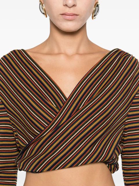 Anna Sui striped wrap top - Brown