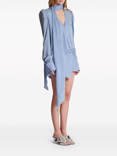 Balmain snakeskin-print silk minidress - Blue