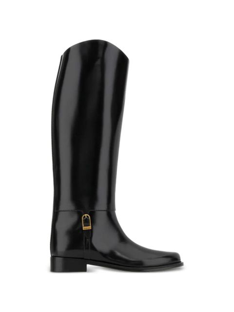 Saint Laurent Julia buckle leather boots - Black - zdjęcie produktu nr 1