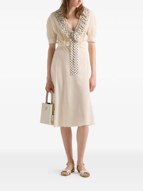 Prada embroidered marocain dress - Neutrals - zdjęcie produktu nr 2