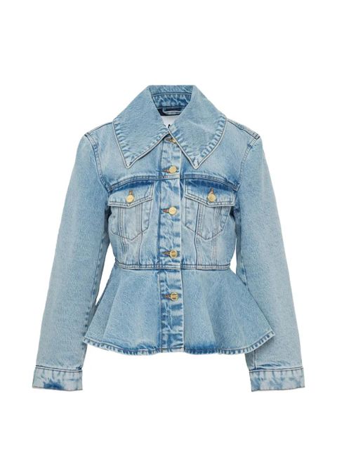 GANNI pleated peplum denim jacket - Blue - zdjęcie produktu nr 1
