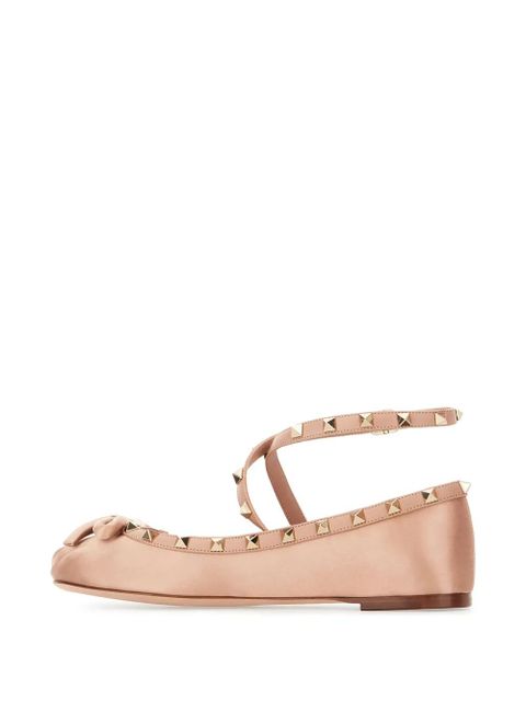 Valentino Garavani Rockstud satin ballet flats - Pink