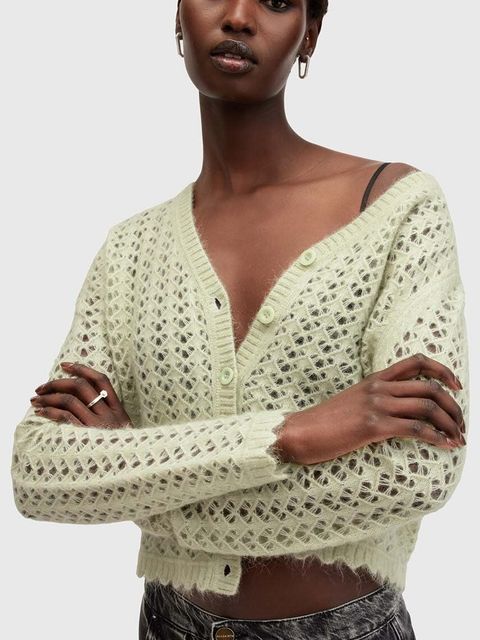 AllSaints kardigan wełniany VIVIAN kolor beżowy W056KB