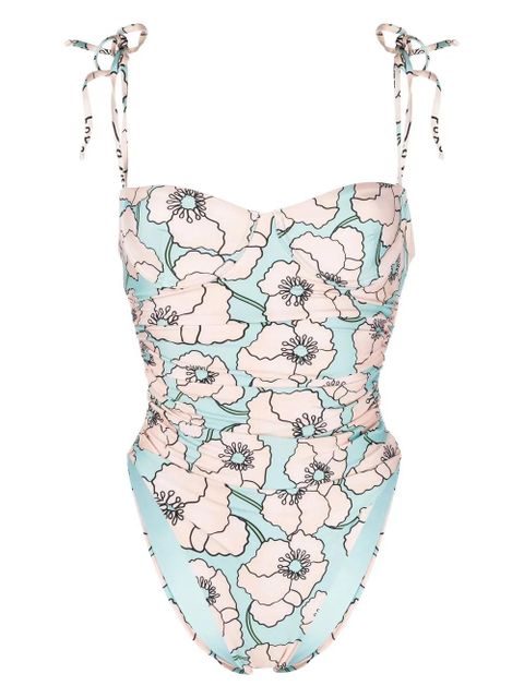 Agua By Agua Bendita floral-print sweetheart swimsuit - Neutrals - zdjęcie produktu nr 1