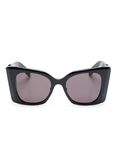 Saint Laurent Eyewear logo-plaque oversize-frame sunglasses - Black - zdjęcie produktu nr 1