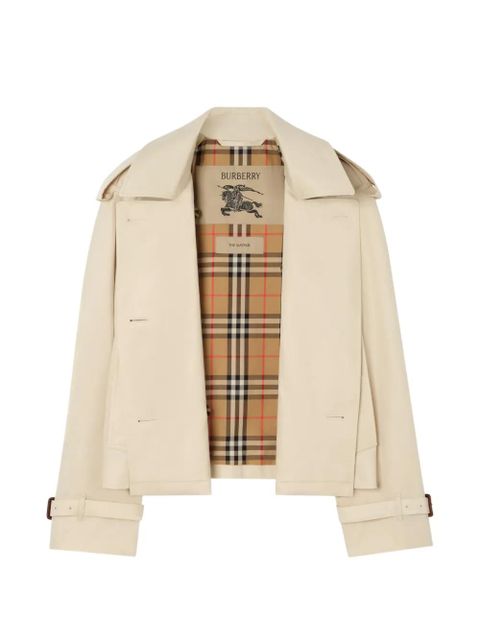 Burberry cropped tropical gabardine Mayfair trench jacket - Neutrals