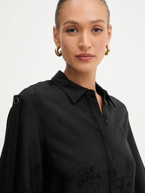 Marciano by Guess koszula WHITNEY damska kolor czarny relaxed z kołnierzykiem klasycznym 5YGH02 7337A