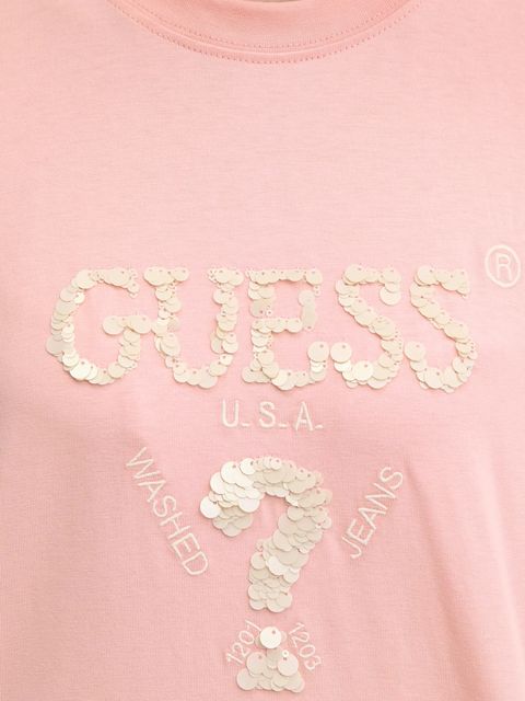 Guess t-shirt bawełniany AURLIE damski kolor różowy V4YI06 I3Z14