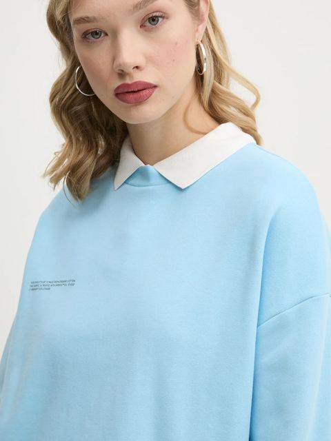 Pangaia bluza bawełniana kolor niebieski z nadrukiem