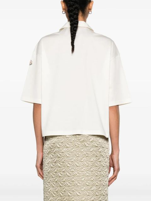 Moncler logo-patch jersey polo shirt - White