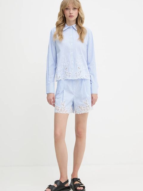 Karl Lagerfeld koszula bawełniana damska kolor niebieski regular z kołnierzykiem klasycznym A2W11028 - zdjęcie produktu nr 2