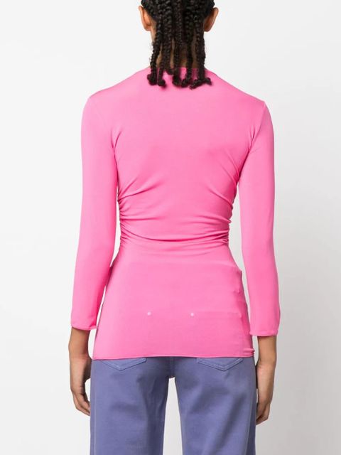 Blumarine floral-appliqué gathered T-shirt - Pink